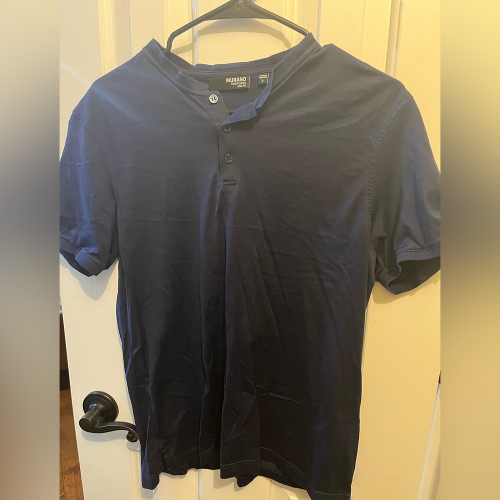 Murano men dark blue slim fit shirt size L